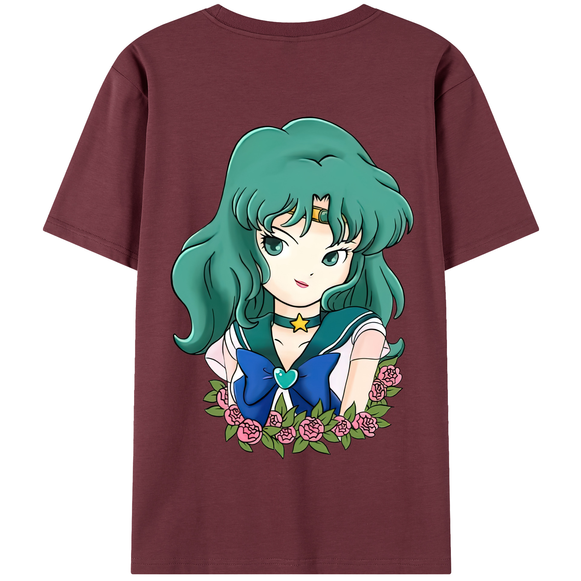 （画像用） 美少女戦士セーラームーン 海王 みちる（かいおう みちる） Sailor Moon Kaiou Michiru 綿100％半袖Tシャツ（背面プリント）